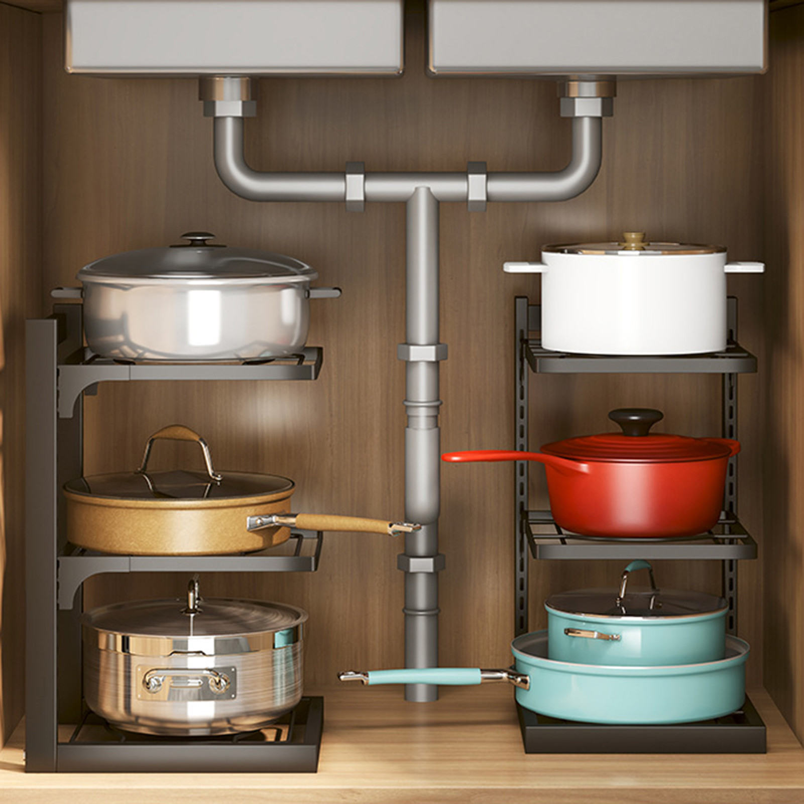 Miniatura 3 de Organizador de ollas ajustable 3 niveles